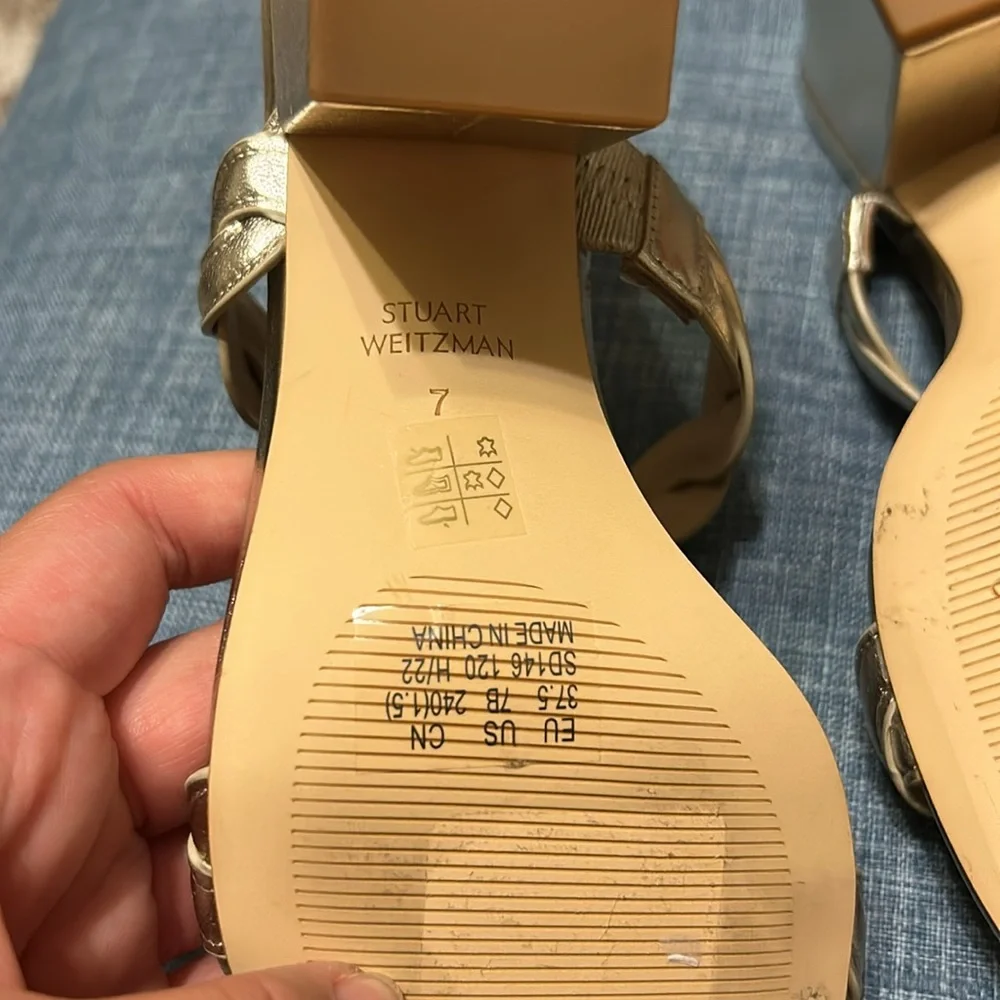 Stuart Weitzman, Twistie 75 Block Heel Slide Sandal, US 7, NWOT